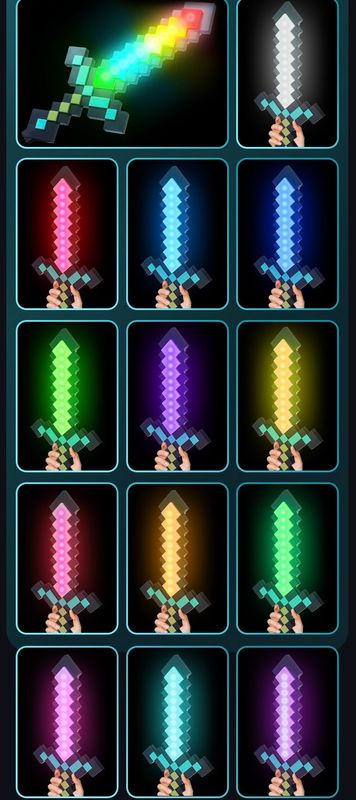Minecraft Light Up Diamond Sword Night Light Stand Changeable LED