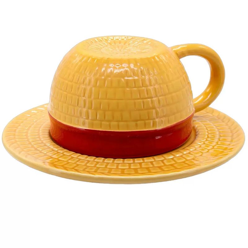 One Piece Luffy Straw Hat Coffee Mug Bowl Anime Home Ceramic Cup Creative Coffee Cup and Saucer In Stock