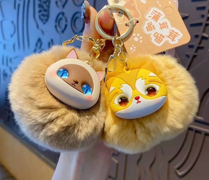 Super Soft Furry Cute Cat Keyring Keychain Gift Animal