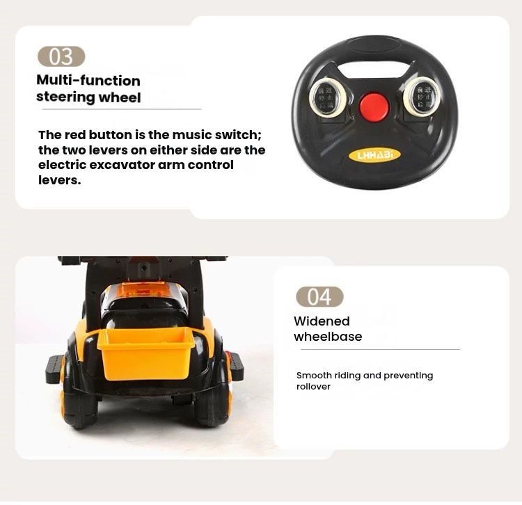 6V Kids' Motor Digger Electric Remote Control Car Music