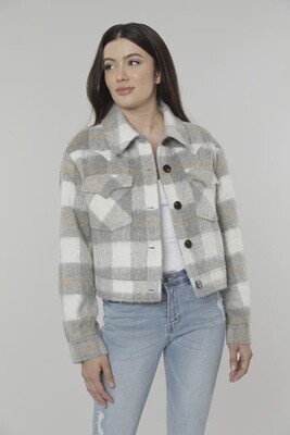 Brushed Flannel Plaid Short Jacket