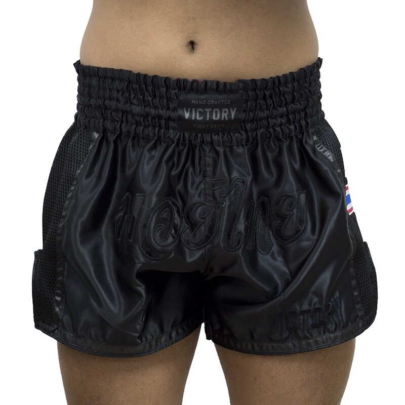 VICTORY MUAY THAI SHORTS STEALTH BLACK/BLACK