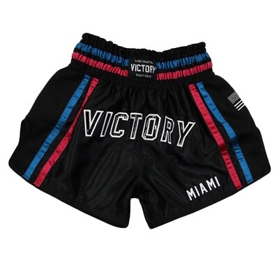 VICTORY MUAY THAI SHORTS MIAMI VICE V2 BLACK/BLUE/PINK