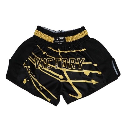 VICTORY MUAY THAI SHORTS SPLASH BLACK/GOLD