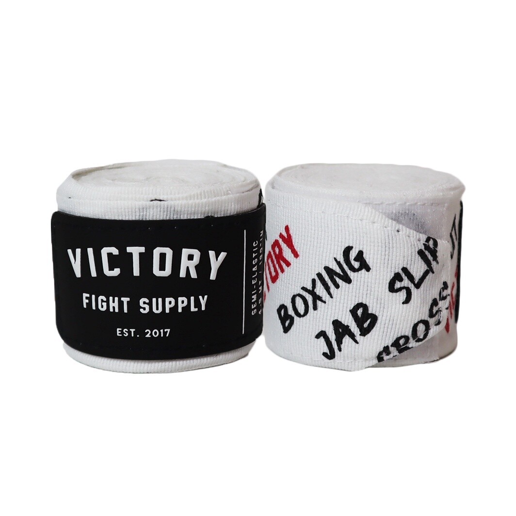 VICTORY HANDWRAPS KO SEMI STRETCH 4.5 METER 180&quot; WHITE/BLACK