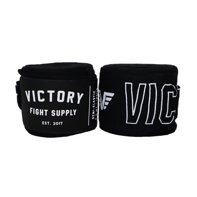 VICTORY HANDWRAPS BOXING SEMI STRETCH 4.5 METER 180&quot; BLACK/WHITE