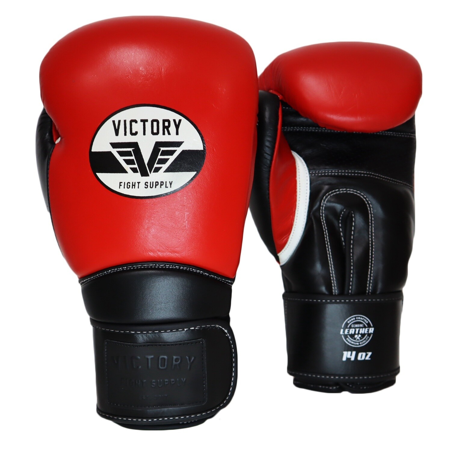 VICTORY GLOVES CLASSIC LEATHER HOOK &amp; LOOP RED/BLACK