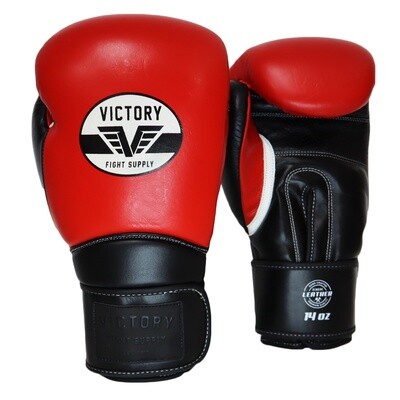 VICTORY GLOVES CLASSIC LEATHER HOOK &amp; LOOP RED/BLACK