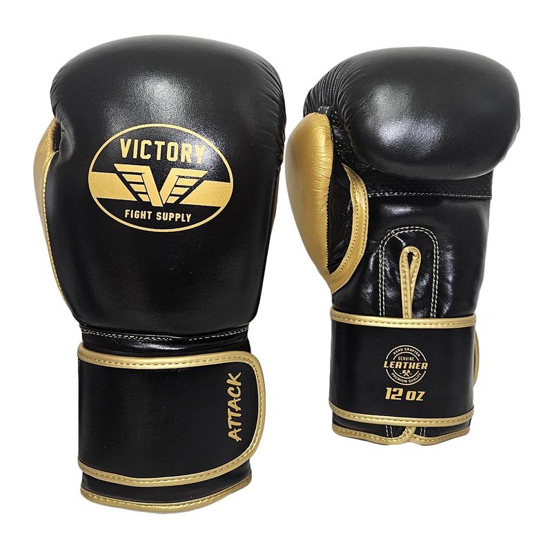 VICTORY GLOVES ATTACK LEATHER HOOK &amp; LOOP BLACK/GOLD