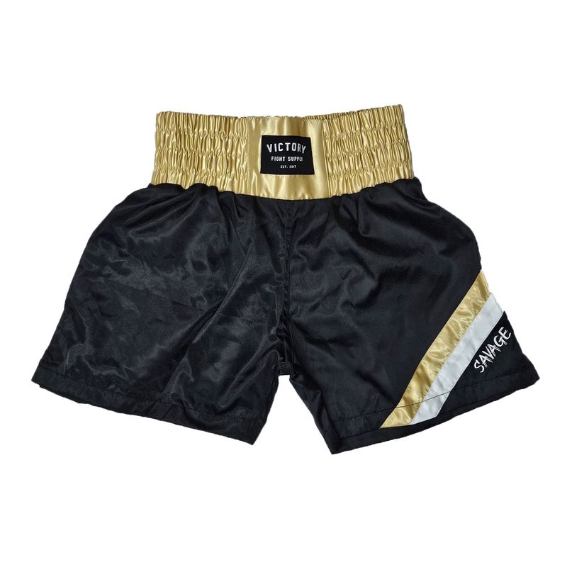 VICTORY BOXING SHORTS SAVAGE HYBRID BLACK/GOLD/WHITE