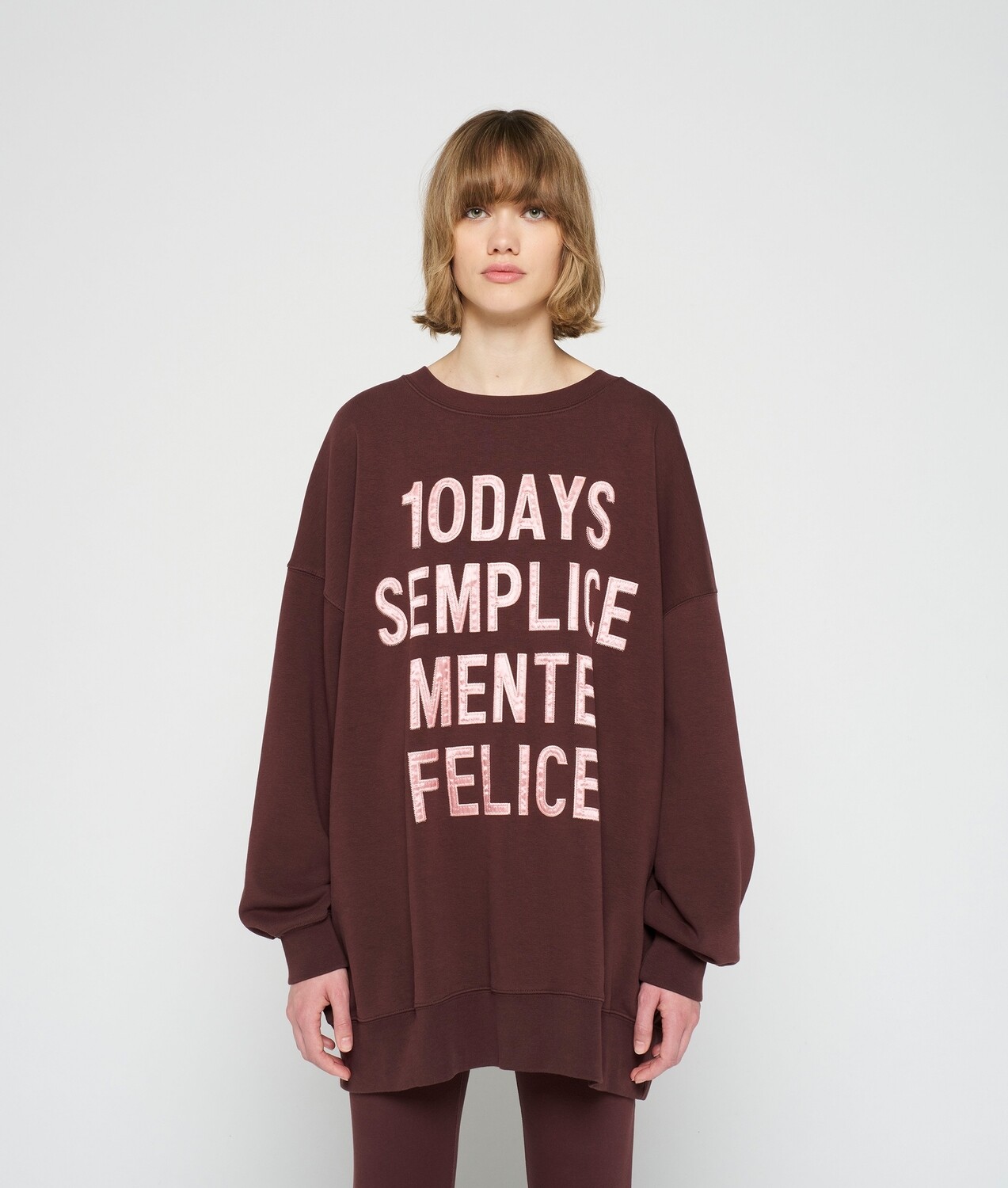 10Days Oversized Statement Sweater aubergine, Größe: XXS/XS