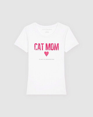 T-Shirt Cat Mom weiß/pinky