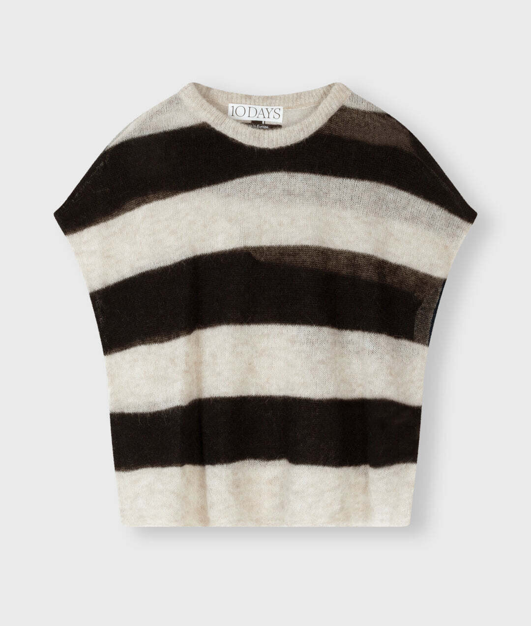 10 Days tee thin knit stripes Safari/bla, Größe: XS