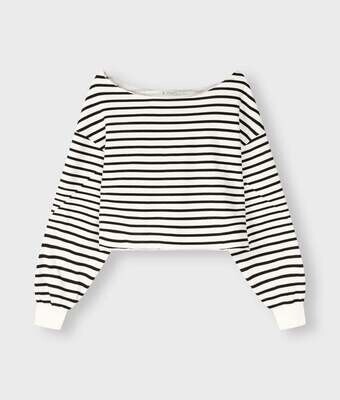 10 Days cropped boat neck sweater stripes