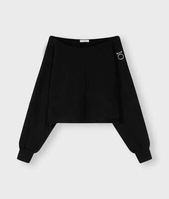 10 Days cropped boat neck sweater black