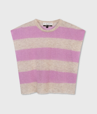 10 Days tee thin knit stripes light safari/violet