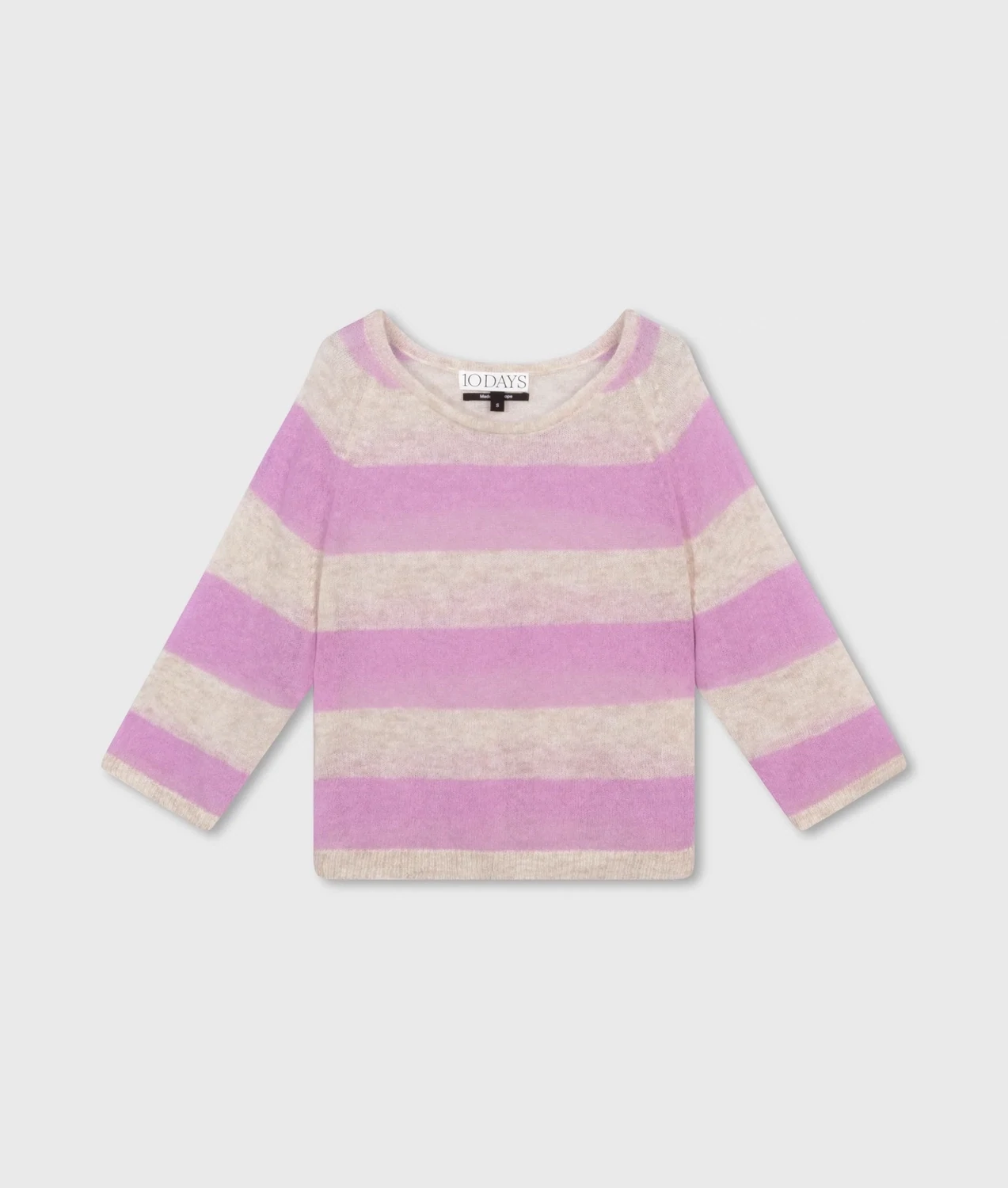10 Days Sweater thin knit stripes light Safari/violet, Größe: XS
