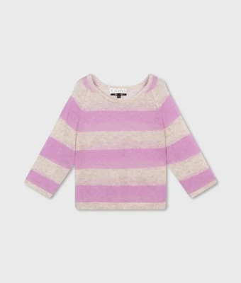 10 Days Sweater thin knit stripes light Safari/violet