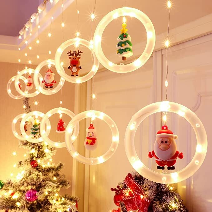 Serie de cortina de luces led decorativas colgantes 3D de Navidad