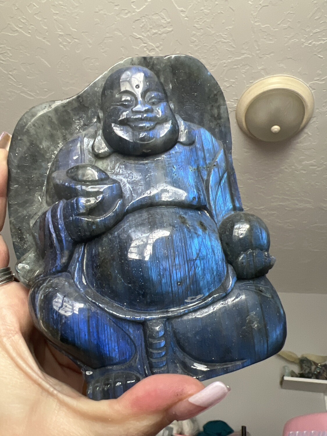 labradorite Crystal Buddha (flashy)
