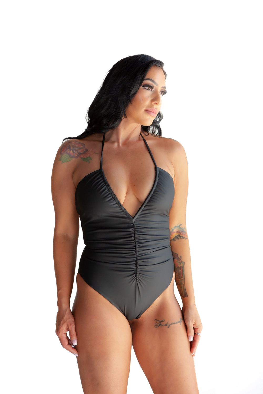 Ruched Halter One Piece