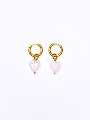 LOVE - Rose Quartz Earrings - Gold/Silver