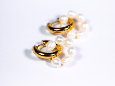 HULA HOOP - Pearl Earrings II - Gold/Silver
