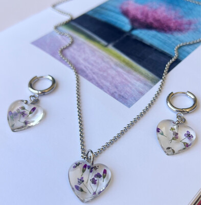 SET PRIMAVERA Hearts - Earrings &amp; Necklace Gold/Silver