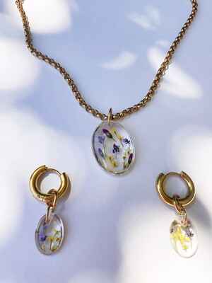 SET PRIMAVERA No. II - Earrings & Necklace Gold/Silver