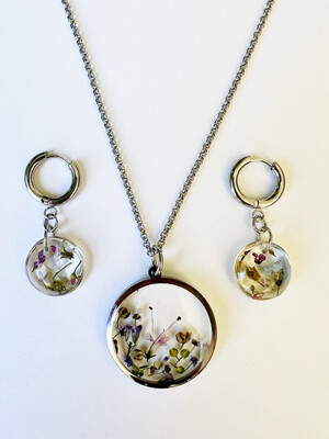 SET PRIMAVERA No. IV - Earrings & Necklace Gold/Silver