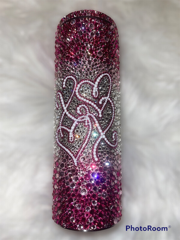Rhinestone Pink And Silver Hombre Tumbler