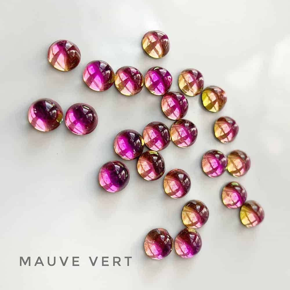 Bijoux de verre Rond / Mauve vert