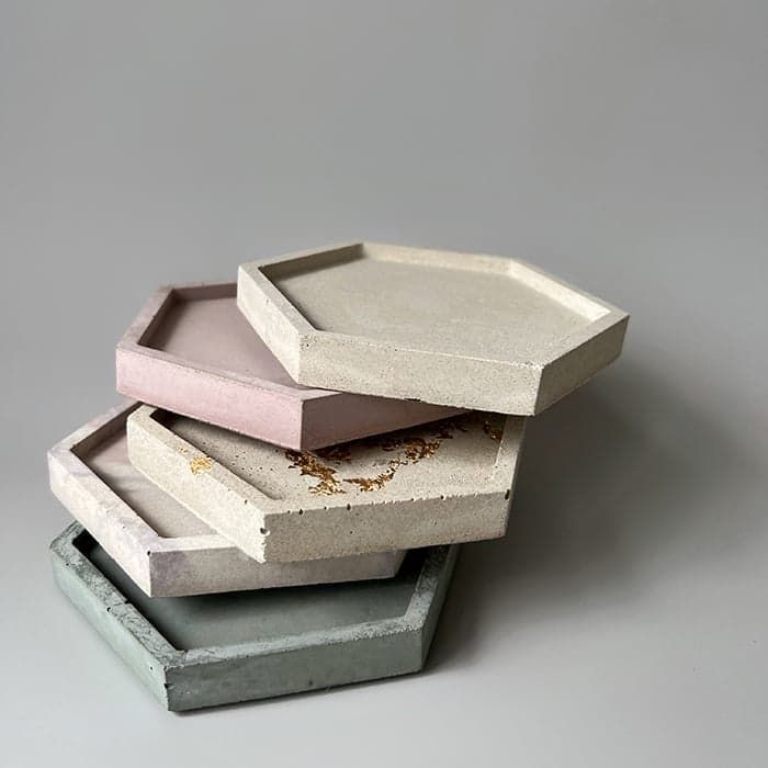 Assiette hexagone Béton /classique  blanc