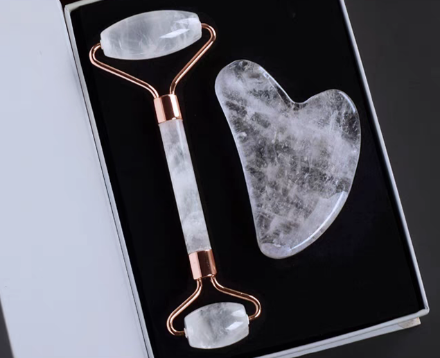 Clear quartz gua sha set