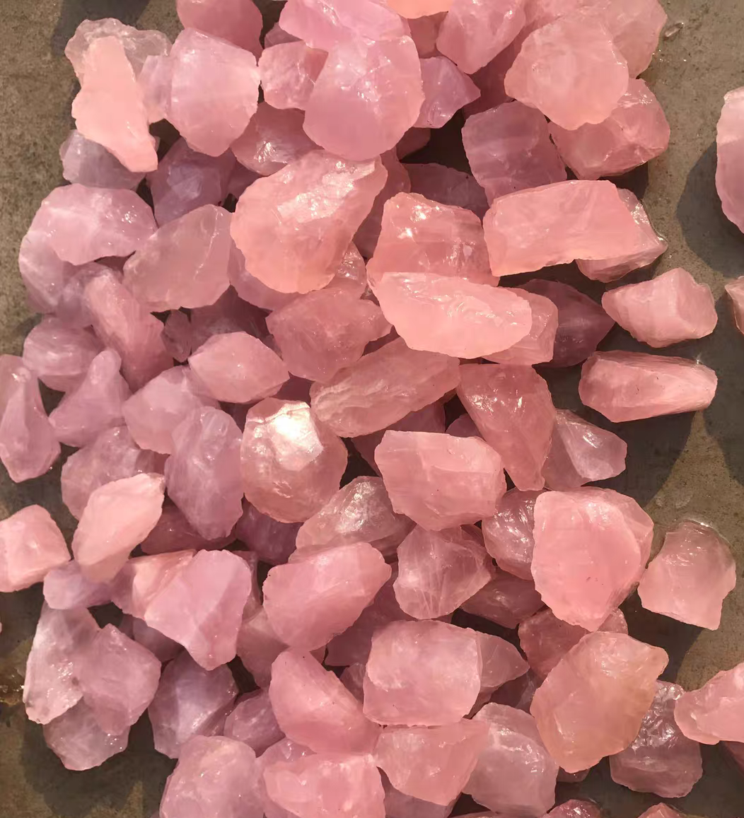 2 Pieces raw rose quartz