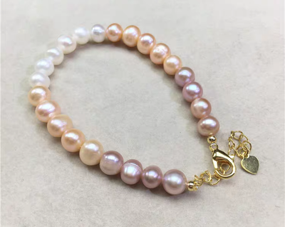 Mix color freshwater pearl bracelet