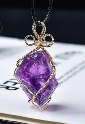 Raw amethyst pendant