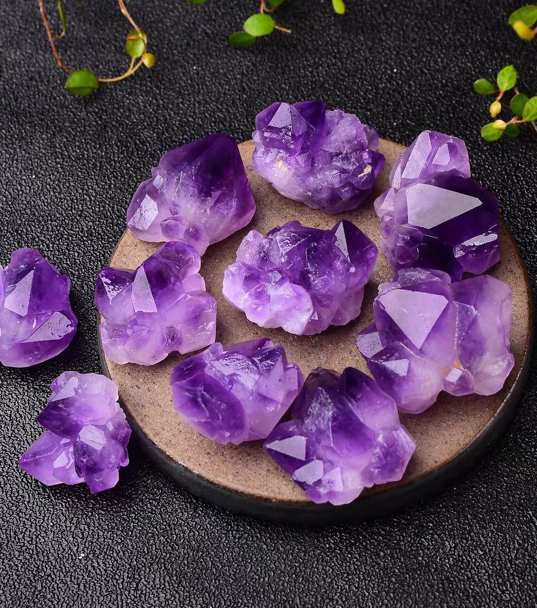 3 pieces  raw amethyst crystals