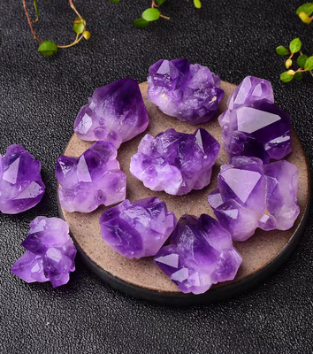 3 pieces  raw amethyst crystals