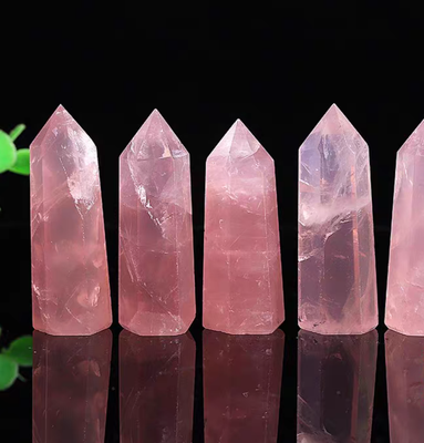 Rose quartz crystal point