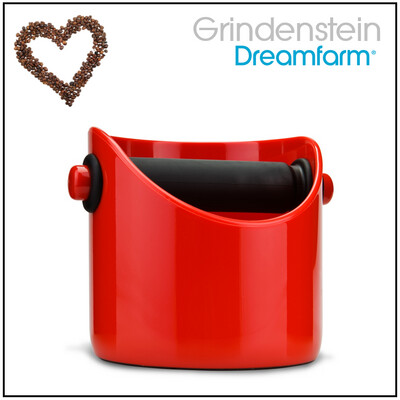 RED COFFEE KNOCK BOX Espresso Grinds Waste Bin  GRINDENSTEIN by DREAMFARM