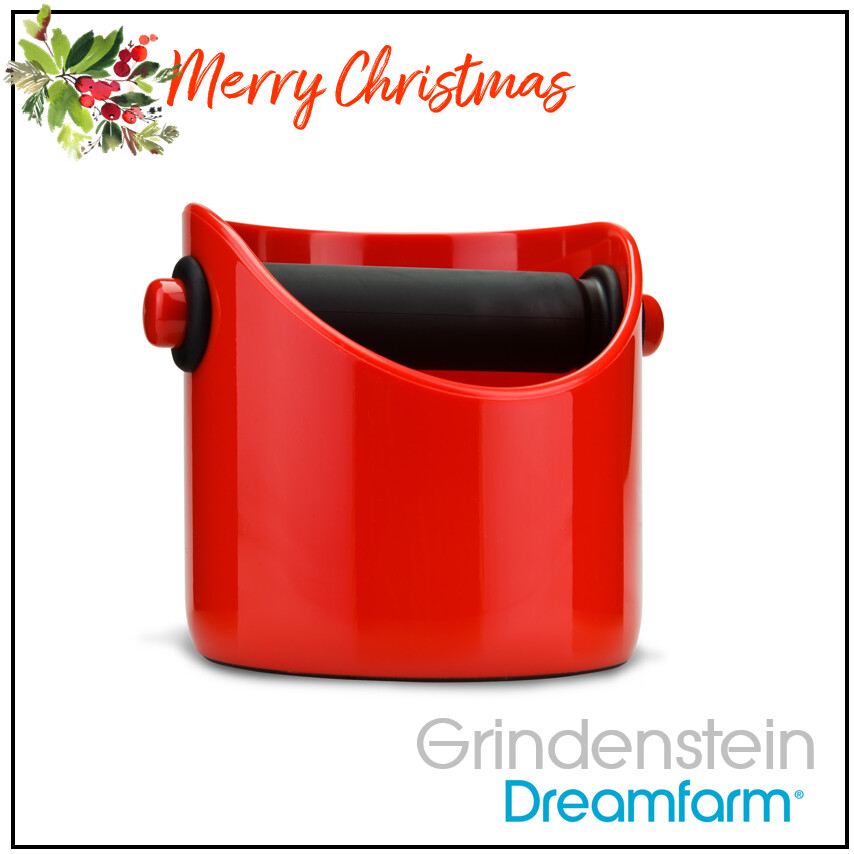 RED COFFEE KNOCK BOX Espresso Grinds Tamper Waste Bin  GRINDENSTEIN by DREAMFARM