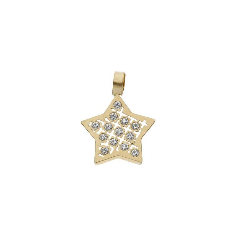 COLGANTE ORO 18KL ESTRELLA CIRCONITAS - 9x9MM