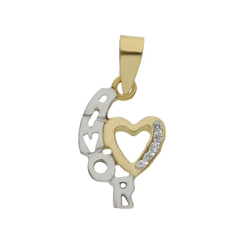 COLGANTE ORO 18KL AMOR + CORAZON