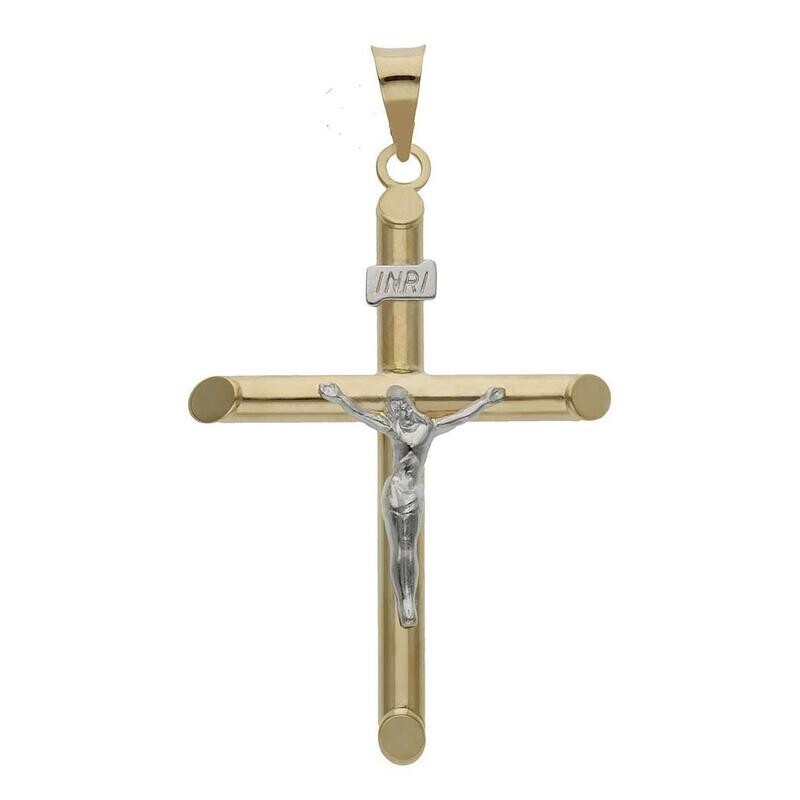 CRUZ ORO 18KL BICOLOR CRISTO - 26x39MM