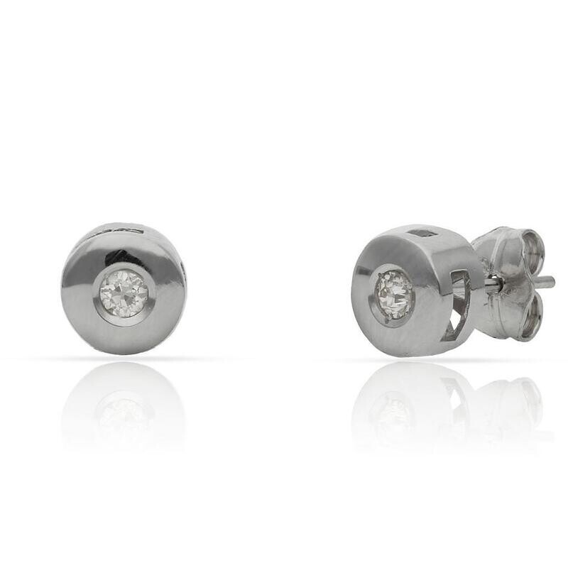 PENDIENTES ORO BLANCO 18KL DIAMANTES CHATON - 7MM