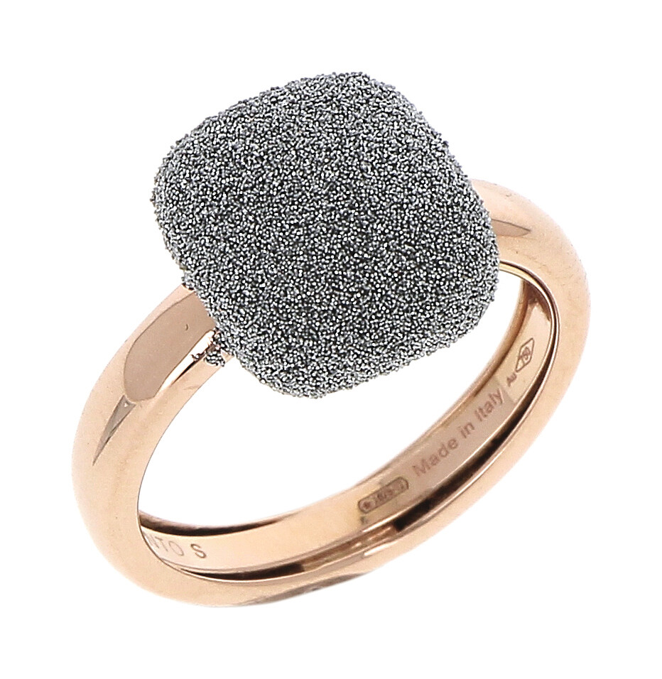 Bague pavage or rose 750/000 pavage diamants polvere