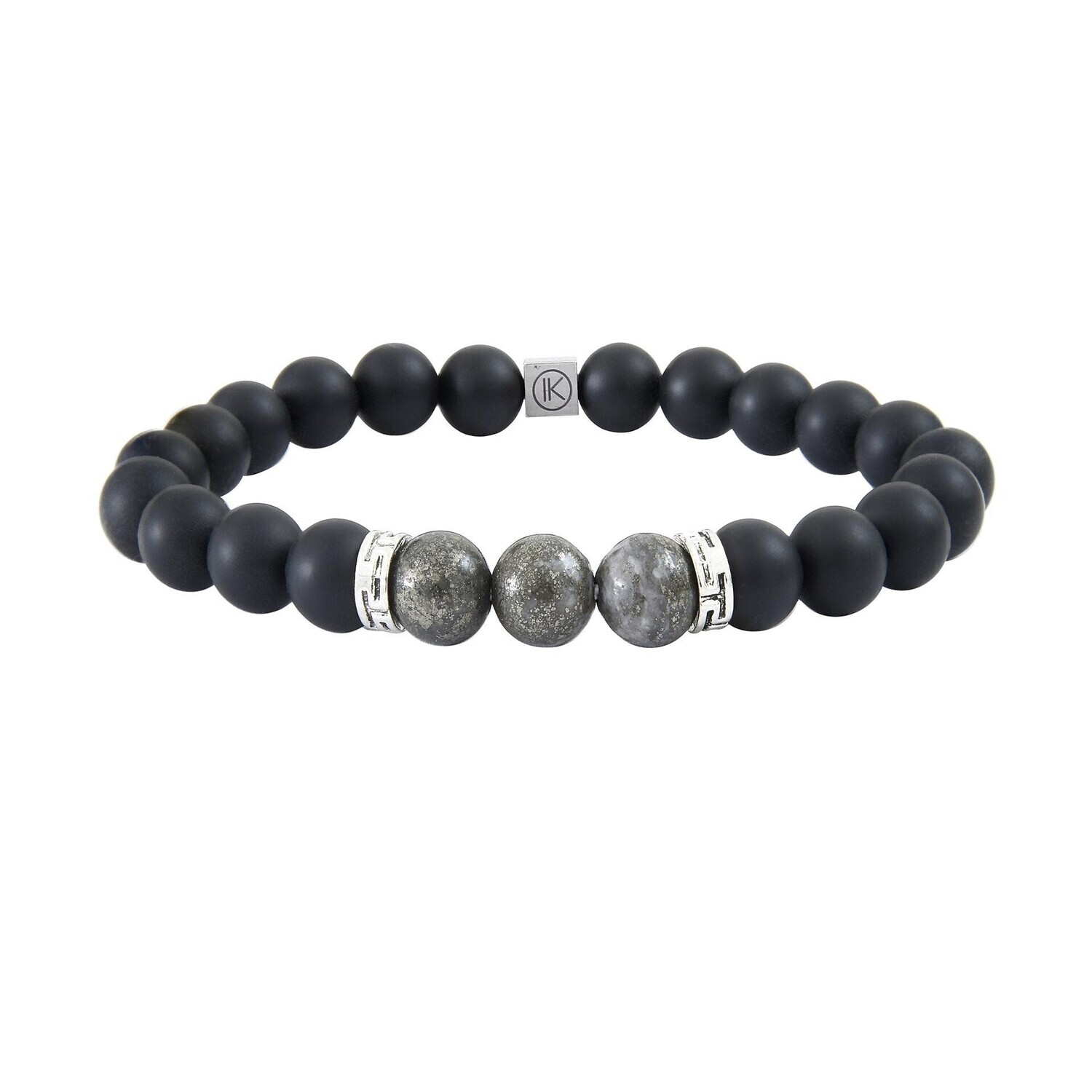 Bracelet pyrite polie et pierre de lave
