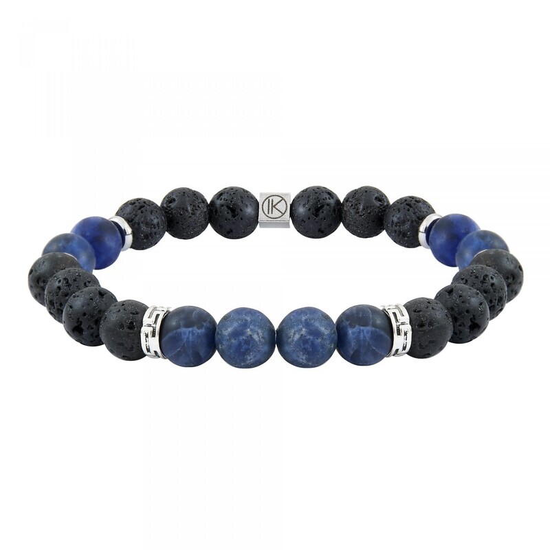 Bracelet sodalite dépolie pierre de lave