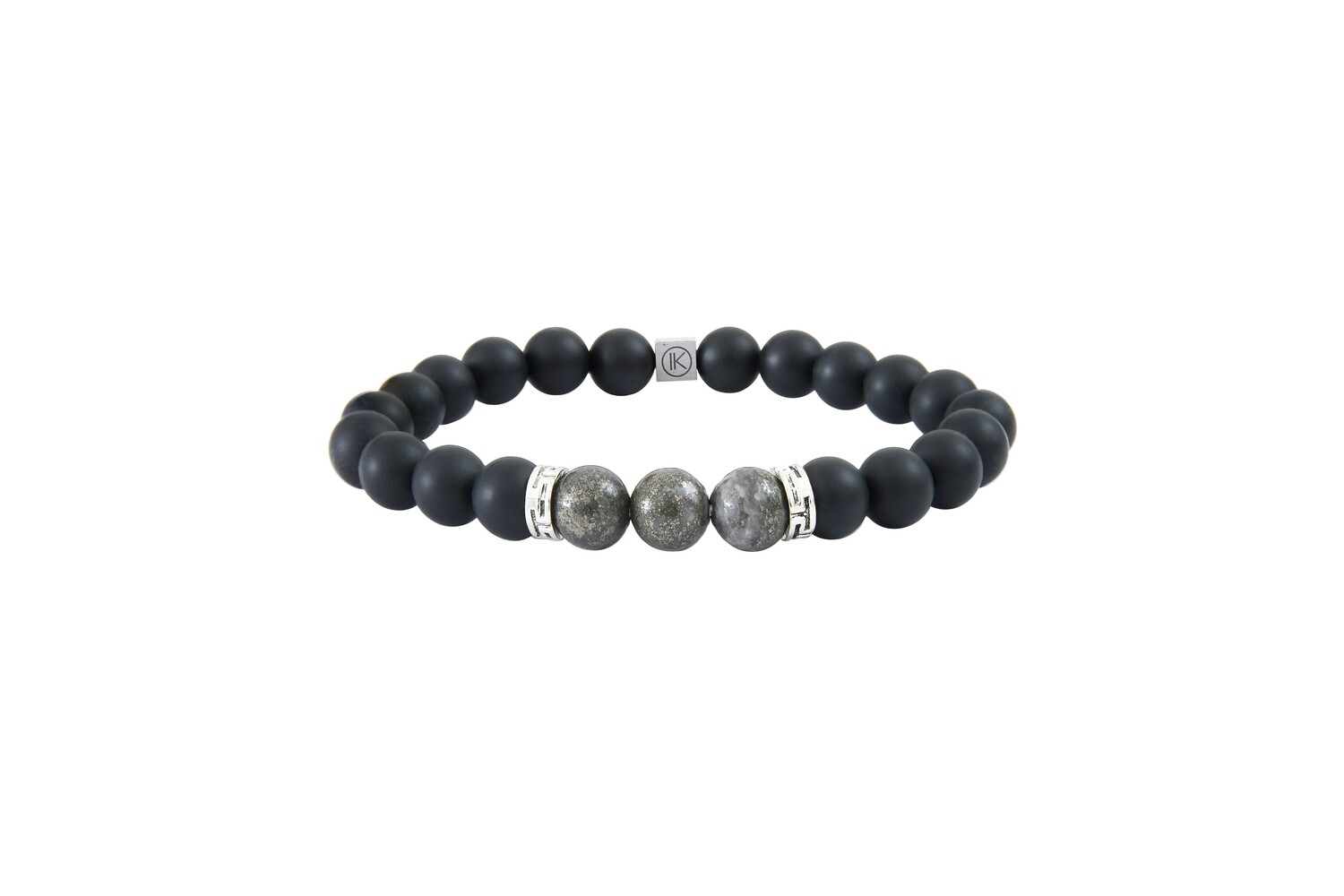 Bracelet pyrite poli et agate noire